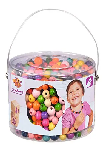 SIMBA Bastelperlen Spielzeug Kreativ 800 Teile - Holzperlen Set im Eimer, fördert Kreativität und Motorik für Kinder ab 3 Jahren