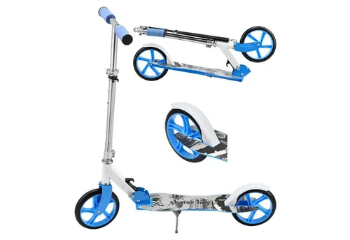 ArtSport Cityroller Skaterboy - XXL Räder & Hinterradbremse, Blau/Silber/Weiß - Roller/Kickboards mit XXL Rädern, klappbar und tragbar. Ideal für Kinder ab 4 Jahren, max. Benutzergewicht 100 kg. Sicherheit durch Hinterradreibungsbremse und rutschfeste Trittfläche.
