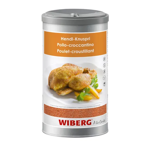 Wiberg Hendl Knuspri Gewürzsalz 1250g - Kräuter-Gewürzmischung für knusprig gewürztes Geflügel, ideal für Huhn und Pute mit intensiven Aromen von Paprika und Kümmel.