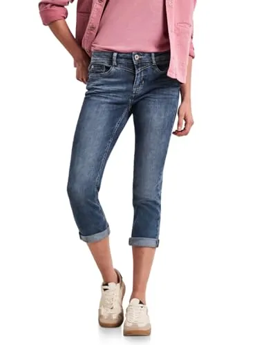 Street One 7/8 Slim Leg Jeans Jane, dunkelblau - Die 7/8 Slim Leg Jeans von Street One vereint modernen Stil mit Komfort. Der Stretch-Denim sorgt für Bewegungsfreiheit, während das Turn-Up Detail einen trendigen Akzent setzt. Perfekt für jeden Tag!