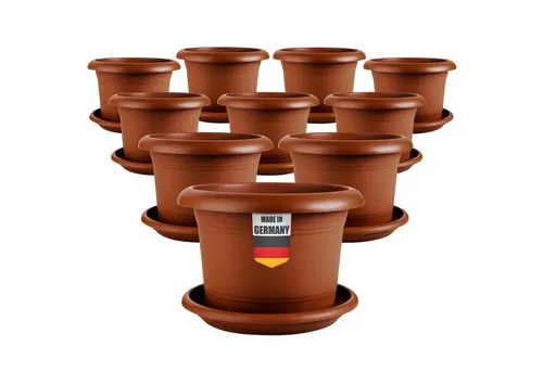 Centi Pflanzkübel Großer Blumentopf mit Untersetzer Terracotta (10er-Set)