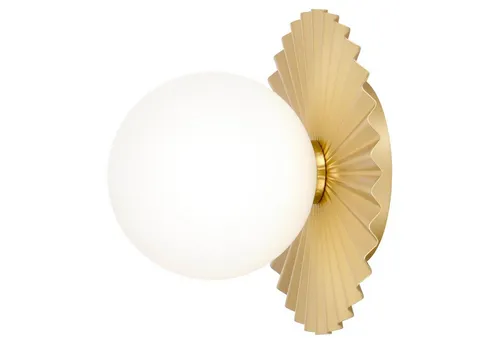 Licht-Erlebnisse Wandleuchte YVENNA, ohne Leuchtmittel, Kugelschirm Glas Metall G9 in Gold Weiß Ø 20 cm klein Retro Design