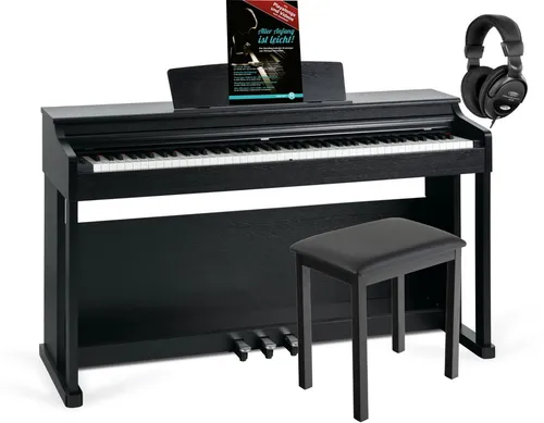 McGrey DP-19 SM E-Piano Schwarz matt Set - Professionelles E-Piano mit 88 gewichteten Tasten und Hammermechanik, inklusive Klavierbank, Kopfhörer und Klavierschule – ideal für Einsteiger und Fortgeschrittene.