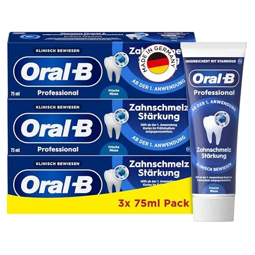 Oral-B Professional Zahnschmelz Stärkung Zahnpasta - 3x75ml, Zahncreme/Toothpaste, Made in Germany, Frische Minze Geschmack