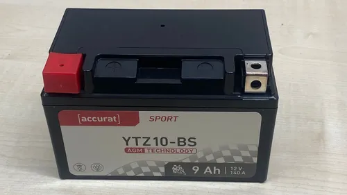 Accurat Sport YTZ10-BS AGM Motorradbatterie 12V 9Ah wartungsfrei Gel-Typ