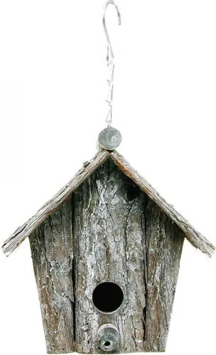 Produktbild Deko Vogelhäuschen Hänge-Deko Rindenoptik Vintage-Charme H21cm