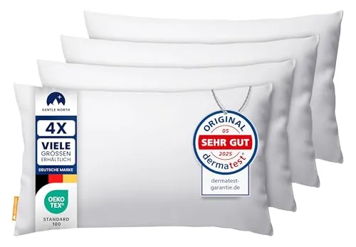 Gentle North Kopfkissen (30x50 cm groß) - 4er Set Kissen für Bett und als Dekokissen - Mit Reißverschluss für Füllung - Sofakissen - Zierkissen für Couch und Sofa - Ökotex - Waschbar bis 60° - Weiß