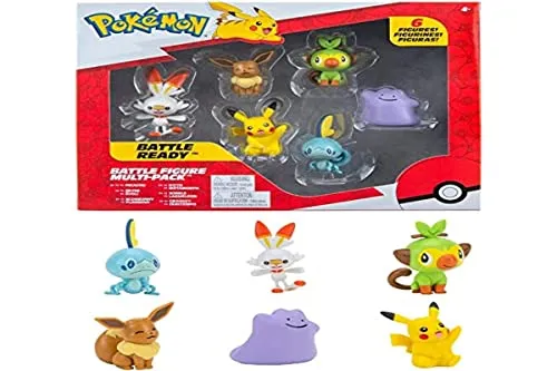 Pokémon Figuren Set 6 pcs – Evoli, Pikachu & Mehr - Fantastische Kreaturen für Kinder, 6 offiziell lizenzierte Figuren aus der neuesten Welle 2021, perfekt für aufregende Pokémon-Schlachten und tolle Geschenke.