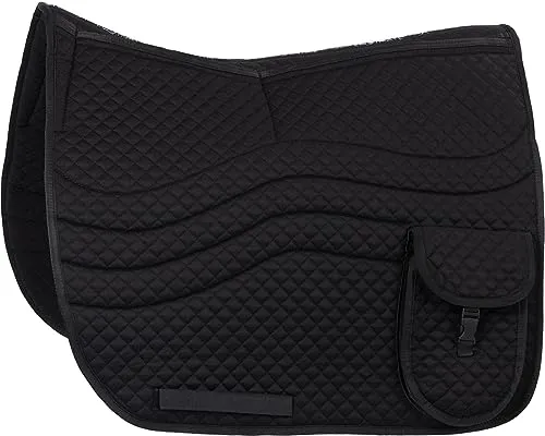 Equinate 2 Zonen Korrektur Schabracke Odessa für Reitpads und Dressursättel S Schwarz - Schabracken für Pferd und Pony mit Memory Foam Einlagen, die Druckstellen minimieren und optimalen Komfort bieten. Atmungsaktives Fleece sorgt für Temperaturregulierung und ist waschbar bei 30°C.
