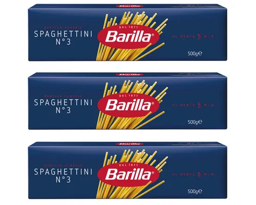 Barilla Nudeln, Barilla Spaghettini Nummer 3 Hartweizennudeln Pasta 500g 3er Pack
