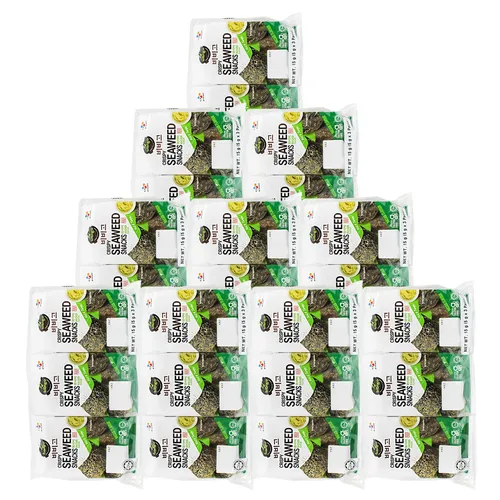 Algen Sanck Seetang Snack knusprig Bibigo Crispy Seaweed Wasabi 10x15g