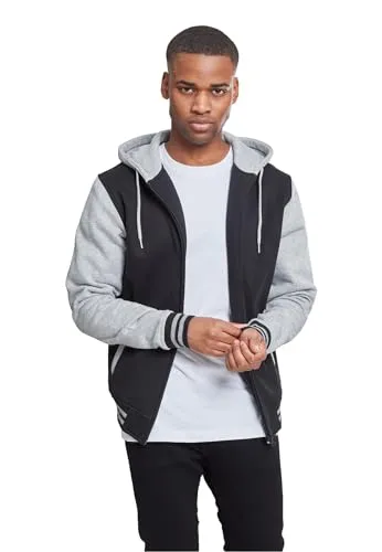 Urban Classics Herren Kapuzenpullover 2-tone Zip Hoody, sportlicher Hoodie für Männer, Regular Fit, Blk/Gry, 4XL