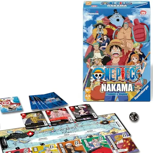 One Piece Nakama - Gesellschaftsspiel für abenteuerliche Piraten - Kooperatives Brettspiel für 1-5 Spieler ab 10 Jahren, in dem ihr als Strohhutbande Missionen erfüllt und Gegner besiegt. Spannender Nervenkitzel und strategischer Spielspaß für Anime-Fans!