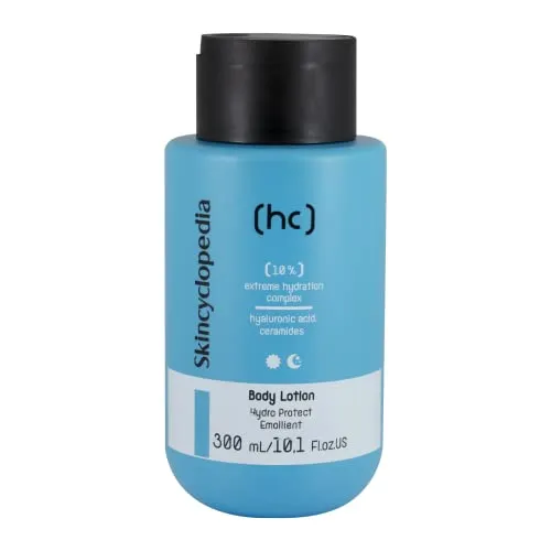 Skincyclopedia Hyaluron Bodylotion, Körperlotion mit Hyaluronsäure und Ceramiden, Feuchtigkeitslotion für Damen und Herren, Pflegelotion für sehr trockene Haut, Dermatologisch getestet, 300ml