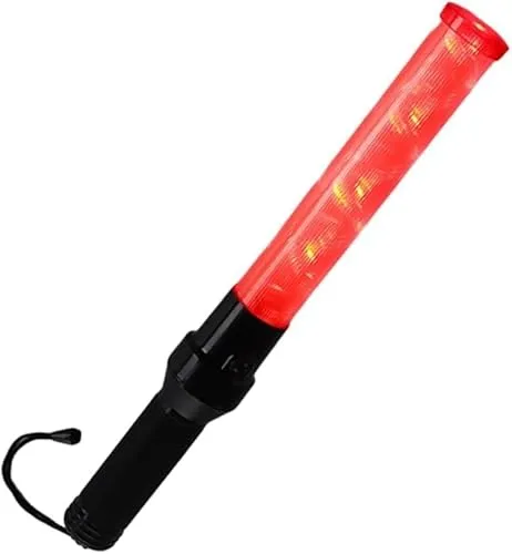 Telituny Traffic Baton Light, 16 Zoll LED Leuchtstab Zur Verkehrsregelung, Signal Verkehrsstab Rot Verkehrs Stabtaschenlampe Signalstab Verkehrsstock mit 2 Leuchtmuster Zum Parken, Autoleiten