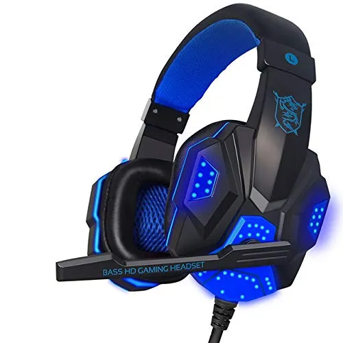 Retoo Gaming-Headset mit Mikrofon und Geräuschunterdrückung - Kabelgebundenes Over-Ear Gaming-Headset mit beweglichem Mikrofon für klare Kommunikation. Komfortable Ohrpolster aus Kunstleder und LED-Beleuchtung für intensives Gaming-Erlebnis.