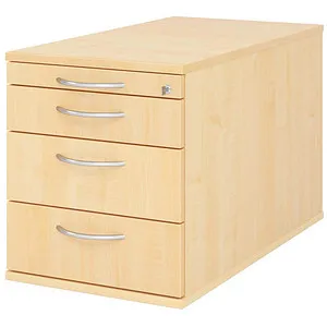Hammerbacher Rollcontainer Solid TC30, ahorn, abschließbar mit 4 Schüben - Büroschränke, 4 Schübe auf Metallrollenführung und abschließbar – ideal für sicheren Stauraum im Büro.