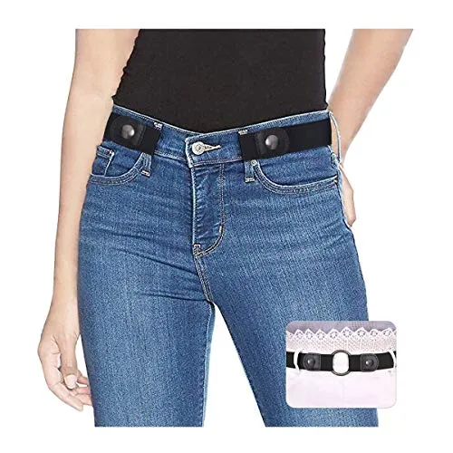 SUOSDEY Gürtel Damen Schwarz,Elastischer Gürtel für Jeans Hosen Stretchgürtel Gürtel für Damen Herren ohne Schnalle gürtel,schwarz,60-84