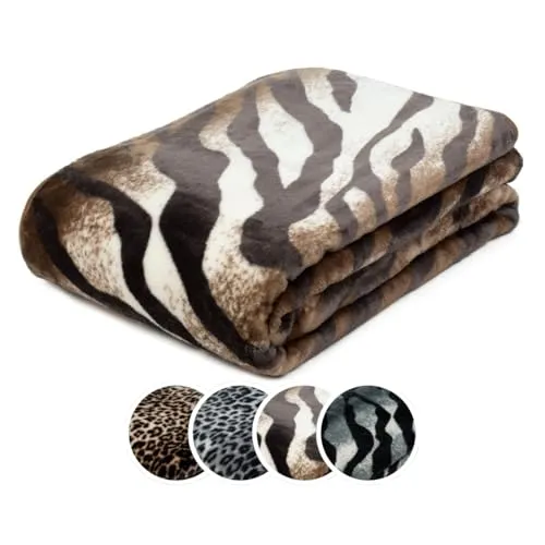 liebling Cashmere Decke, Wohndecke, Kuscheldecke, Motiv: Königstiger, 100% Polyester - Mikrofaser, 150 x 200 cm, Farbe: braun