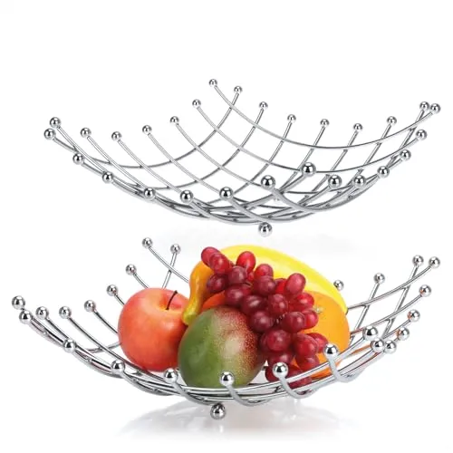 com-four® 2x Obstschale aus verchromtem Edelstahl in silber von COM-FOUR