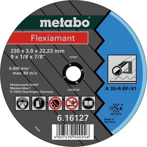 Metabo Trennscheibe Flexiamant Stahl A 30-R 115 mm - 25 Stück - Zubehör für Elektrowerkzeug: Hochwertige Trennscheibe für Metallbearbeitung mit guter Schnittleistung und Standzeit, ideal für vielseitige Anwendungen.
