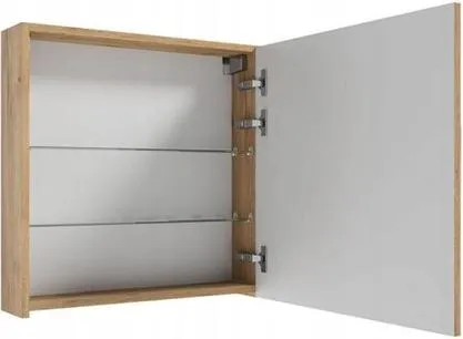 Badezimmerschrank mit Spiegel, hängend, funktional, 60x60 cm, Craft Eiche, Salsa