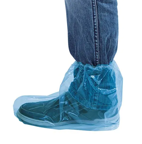 Kerbl Einmalüberschuhe mit Gummizug, 100 Stück - Halbhohe Ausführung aus 0,070 mm starkem Polyethylen (PE), idealer Schutz für saubere Böden und hygienische Anwendungen.