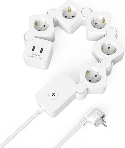 Hama 00223190 Verlängerungskabel 1,4 m mit 5 AC-Ausgängen - Steckdosen & Zubehör, flexibles 1,4 m Verlängerungskabel für bis zu 5 Geräte, ideal für den Einsatz drinnen.