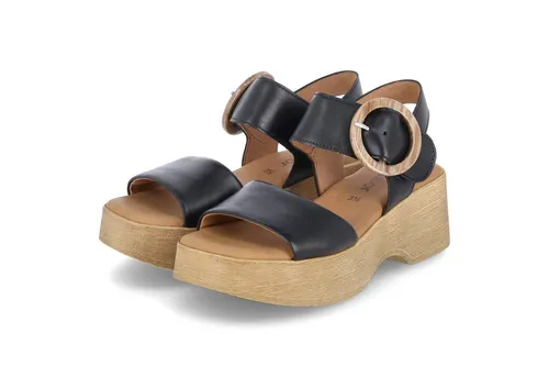 Sandalette GABOR, Damen, Gr. 41, schwarz - Modische Riemchensandale mit Plateau in Holzoptik, aus hochwertigem Nappaleder, ideal für Sommer-Outfits und bequem durch Gabor BEST FITTING.