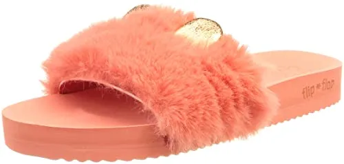 flip*flop Damen Pool Furmouse Metallic in Coral, Größe 41 EU - Hausschuhe mit ergonomischem, geformtem Fußbett für optimalen Komfort und Unterstützung.