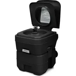 COSTWAY 20L+12L Campingtoilette mit abnehmbarem Abwassertank, Campingklo tragbar, Reisetoilette, Mobile Toilette für Reise Camping Wohnmobil Schwarz