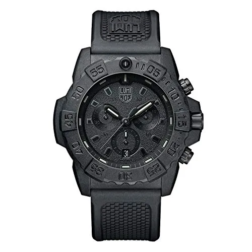 Luminox Navy SEAL Blackout XS.3581.BO Herrenuhr 45mm - Robuste Taucheruhr mit 200m Wasserdichtigkeit - Armbanduhren für Herren mit extrem robuster Bauweise, ideal für Taucher und Outdoor-Enthusiasten. Mit selbstleuchtender Technologie für beste Sichtbarkeit unter Wasser.