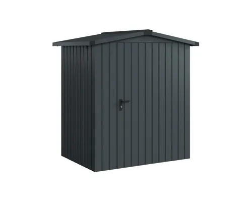 Gerätehaus Hörmann EcoStar Euroline Satteldach, Einzeltür 189 x 134 cm anthrazit - Gartenhaus mit Satteldach, robustes Design in Anthrazit, ideal für die Aufbewahrung von Gartenutensilien und Werkzeugen.