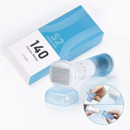 P-beauty Derma Stamp Dermapen Mesoroller 140 Edelstahl Nadeln mit Serumtank