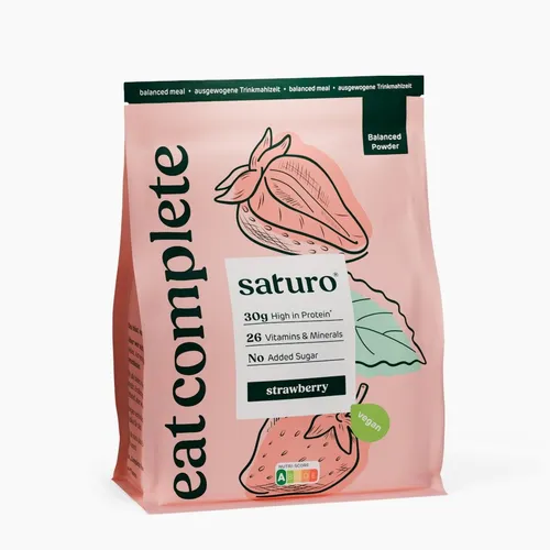 Saturo Trinkmahlzeit Erdbeere | Vegane Trinknahrung| Astronautenkost mit Protein & Nährstoffen