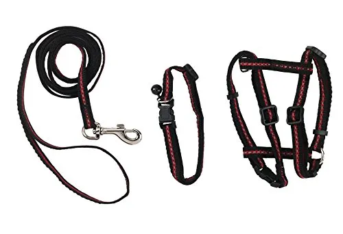 Kerbl Pet 83785 Set aus Halsband, Geschirr und Leine für Katzen reflektierend