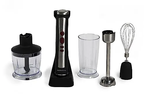 Melchioni ZOE Stabmixer-Set - Stabmixer mit 5 Geschwindigkeiten, wiederaufladbar und kabellos. Inklusive Zerkleinerer und Schneebesen für vielseitige Kochmöglichkeiten.