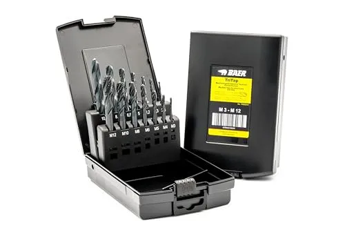 BAER Gewindeschneider Set M3 - M12 TriTap HSSE-VAP: Gewindebohrer Set Sackloch - Kernlochbohrer - Gewindeschneidsatz - Maschinengewindebohrer - Gewinde - Werkzeug