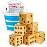 Toyfel Würfelspiel XXL Chuck – Riesenspaß für die ganze Familie - Gesellschaftsspiel aus FSC® Kiefernholz mit 6 großen Würfeln, ideal für Indoor & Outdoor. Der klappbare Eimer und die abwaschbare Punktetafel sorgen für zusätzlichen Spielspaß!