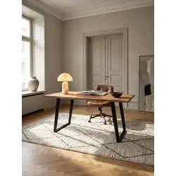 Schreibtisch 140x80 cm Akazie Massivholz / Metall mit Baumkante - Moderner Schreibtisch aus massivem Akazienholz mit einzigartiger Baumkante und stabilen U-Beinen aus Metall. Ideal für ein stilvolles Homeoffice oder kreative Arbeitsplätze.
