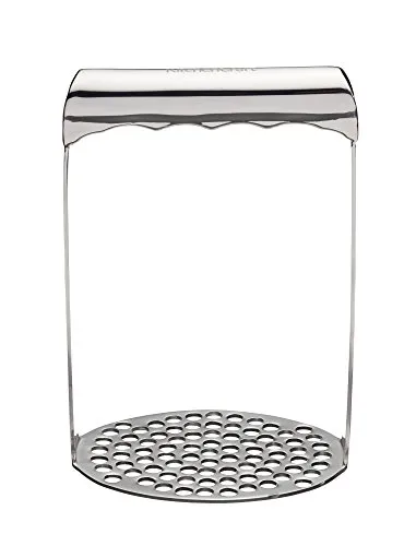 KitchenCraft Kurzgriffiger runder Kartoffelstampfer, Stahl, Silber, 8.69 x 14.1 x 25 cm, 12 Einheiten