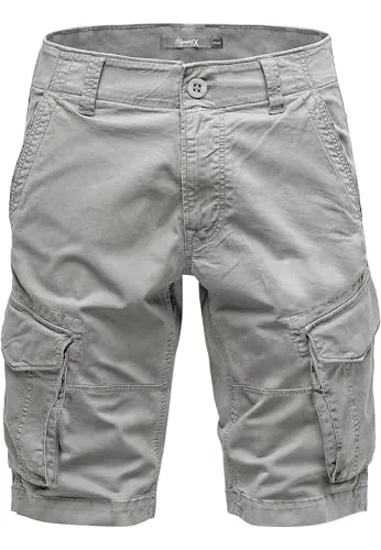 REPUBLIX Herren Cargoshorts Männer Kurze Bermuda Hose Regular Fit R7035 Hellgrau W30