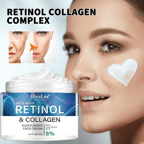 Retinol Creme Anti-Falten mit Hyaluronsäure und Kollagen - Anti-Faltenprodukte, Tag- und Nachtcreme für alle Hauttypen mit Aloe Vera. Unterstützt die Hautverjüngung und mindert feine Falten für einen strahlenden Teint.
