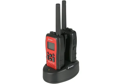 Stabo Elektronik 20850 Freecomm 850 Set PMR Funkgerät - Wasserdicht & leistungsstark - Das Stabo Freecomm 850 Set bietet wasserdichte PMR Funkgeräte mit einer Reichweite von bis zu 10 km. Ideal für Outdoor-Abenteuer mit Li-Ion-Akkus und Ladestation.