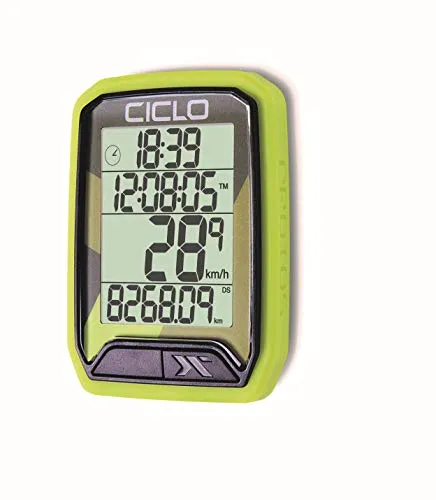 CICLO PROTOS 113 verkabelter Fahrradcomputer, in grün, mit 13 Funktionen