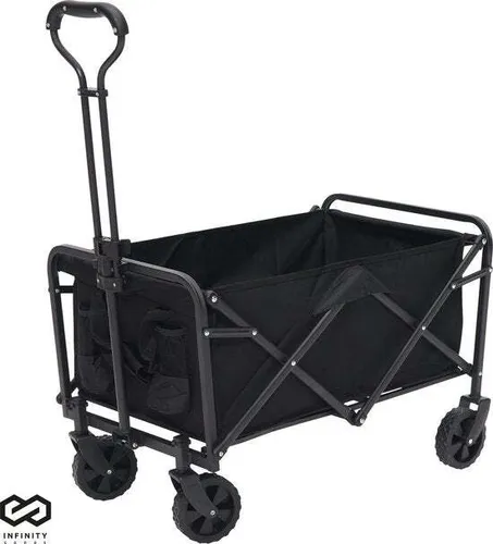 Brixy Bollerwagen - Faltbar - 100KG Tragkraft - Drehbare Räder - 90 x 50 x 75 CM - Verstellbar - Schwarz