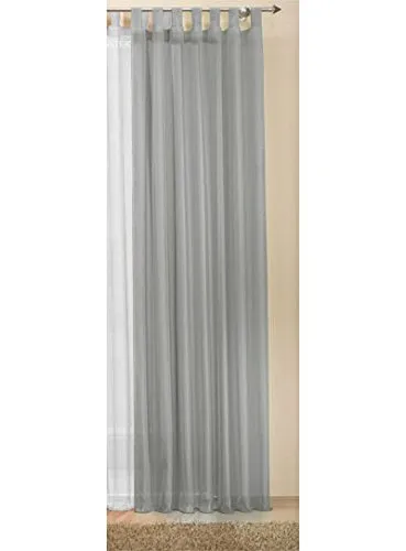 Schlaufenschal Gardine Uni transparent Voile, 225x140, Grau, 61175