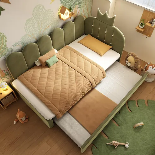 MODFU Polsterbett Schlafsofa 90x200 mit Kronen-Gitter-Design