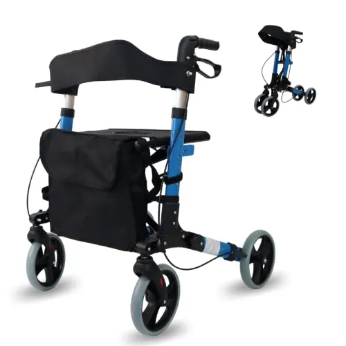 Mobiclinic® Trajano Rollator, Faltbare Gehhilfe mit Handbremsen