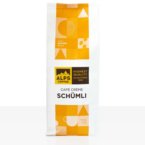 Schreyögg Alps Coffee Cafe Creme Schümli Espresso 1kg - Kaffee: Ganze Bohnen für vollmundigen Genuss, ideal für cremigen Schümli Espresso und perfekte Kaffeepause.